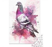 Winter Puzzle Gift: Pink Pigeon Watercolor 1000 Piece Jigsaw, 70x50cm/1000pcs