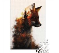 Winter Puzzle Gift: Red Fox Double Exposure 1000 Piece Jigsaw, 70x50cm/1000pcs
