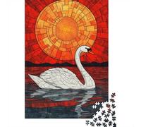 Winter Puzzle Gift: Swan Sunset 1000 Piece Jigsaw, 52x38cm/1000pcs | For New Year downtime after the celebrations: Adult jigsaw puzzle with 1000 pieces turns winter downtime into puzzle time.