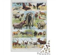 Winter Puzzle Gift: Vintage Mammals 1000 Piece Jigsaw, 52x38cm/1000pcs