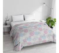 Winter Quilted Quilt for Double Bed 250 x 245 cm Double-Face Basic Molecule Pattern, Made in Italy - Reversible Duvet in Soft Microfibre 200 g/m² - Machine Washable Duvet