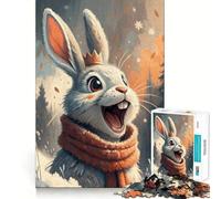 Winter Rabbit King Adults 1000 Pieces Puzzle Mental Fun Game Advanced Laser Cutting Tech Amusing Challenge for Waiting Time (38x26cm)