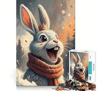 Winter Rabbit King Jigsaw Puzzles 1000 Piece for Adults Recall Fun Play Firm Fit Secure Assembly Family Fun Night Activity (38x52cm)