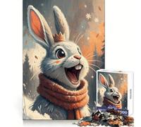 Winter Rabbit King Jigsaw Puzzles for Teenagers 1000 Pieces Clear Recall Leisure Activity Flawless Cut Best Gift (38x26cm)