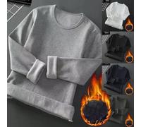 Winter Ready Mens O Neck Thermal Fleece Pullover Long Sleeve Undershirt for Casual Comfort (XL White)