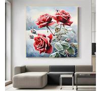 Winter Red Roses Jigsaw Puzzle 150 Pieces 65x65cm/26x26inch, Difficult jigsaw puzzles for Adults 150, Beautiful Art work, Great Festive Puzzle Gift for Men/Women