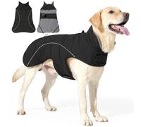 Winter Reflective Adjustable Turtleneck Dog Jacket Warm Windproof Pet Coat For Labradors Shiba Inus Bulldogs Poodles,Black,2XL