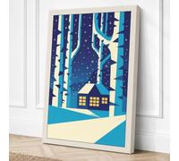 Winter Refuge Scandinavian Canvas Wall Art Print 36x24 Inch (91 x 61 cm)