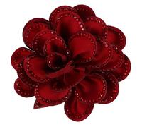 Winter Rhinestone Shoe Flower Clips, Detachable Polyester Rose Charms Women | Three Dimensional Floral Decoration with Alloy Details, Red and White Colours, for Boots, High Heels, Bridal and Formal