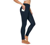 Winter Riding Leggings Women's Full Seat Thermal Riding Trousers Women's Fleece Lined Waterproof with Mobile Phone Case Belt Loops, navy blue, L