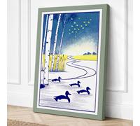 Winter River Stillness Canvas Wall Art Print 18x12 Inch