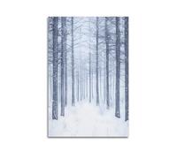 Winter Road Canvas Poster Wall Art, Snow Landscape Watercolor Painting with Pine Trees Rustic Minimalist Wall Decor for Home Living Room Bedroom Hallway Office Entryway Study Nursery 20x30inch(50x75cm