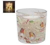 Winter Robins LED Gel Candle with Charming LED Light, 10 x 10 x 10cm