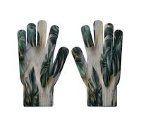 Winter Running Gloves for Men and Women,Abstract Marble Aesthetics Print Winter Touchscreen Gloves Tropical Monstera Leaves Soft Lining Elastic Cuff For Outdoor Sports
