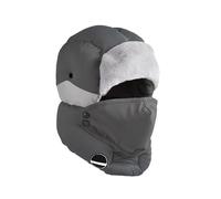 Winter Russian Hat with Face Mask Warm Fleece Lined Earflap Cap Thermal Faux Fur Ushanka Ski Hunting Cap for Women Men Outdoor Skiing Skating Grey