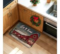 Winter Rustic Kitchen Mats for Floor, Cozy Cabin Snowy Scene Soft Mats, Holiday Cushioned Comfort Washable Non Slip Decor Rugs for Kitchen Sinks Laundryroom Bathroom 16x24 Inch