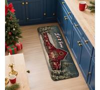 Winter Rustic Kitchen Mats for Floor, Cozy Cabin Snowy Scene Soft Mats, Holiday Cushioned Comfort Washable Non Slip Decor Rugs for Kitchen Sinks Laundryroom Bathroom 16x47 Inch