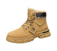 Winter Safety Boots, Fuzzy Lined Snow Ankle Boots Warm Soft Trekking Shoe For Cold Weather Fur Lined Steel Toe Waterproof Trainers Lace-Up Vintage Style Footwear Lightweight Walking Shoe