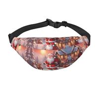 winter Santa Claus Boys Crossbody Waist Bag, Large Travel Fashion Waist Bag for Sports, Running, Cycling, Traveling, Fishing