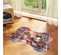 winter Santa Claus Prints Bone-shaped pet meal mat | Absorbent, non-slip, durable, and easy-to-clean pet feeding mat