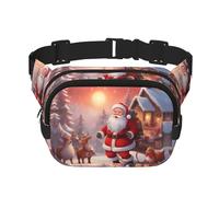 winter Santa Claus Square Double Layer Waist Bag Belt - Unisex Everywhere Fanny Pack Purse for Running, Travel, Hiking, Fitness, Black, One Size
