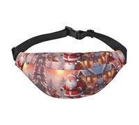winter Santa Claus Travel crossbody waist bag, suitable for sports, running, cycling, traveling, fishing boys large waist bag,