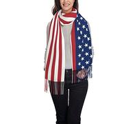 Winter Scarf - American Flag Stars Stripes Women Long Scarves Warm Tassel Shawl Stole For Women Ladies