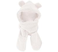 Winter Scarf for Women Winter Cute Bear Ear Warm Hat Plush Earflap Hat Windproof Cap Hat with Ears and Hood Hat Scarf 2 in 1 Hooded Scarf Beige