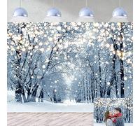 Winter Scene Backdrop for Photography 7x5FT Glitter White Snow Forest Wonderland Landscape Background for Family Christmas Party Decoration Xmas Holiday Portrait Photo Studio Props
