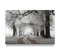 Winter Scene Canvas Wall Art: Nature Forest Landscape Prints White Snowy Trees Painting Wildlife Picture Elk Artwork for Living Room Bedroom Home Office