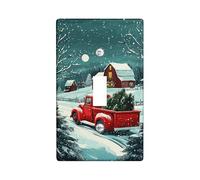 Winter Scene Light Switch Cover Plate, Red Classic Truck with Christmas Trees, Festive Farmhouse Style, Holiday Home Decor, Thermoplastic, Standard Size Single Toggle