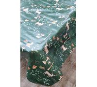 Winter Scene Nature Animals PVC Table cloth Forest Green Trees Fox Reindeer Stag Squirrels Mushrooms PVC Plastic Vinyl Oilcloth Wipe Clean Party Table Cloth (300cm x 140cm Rectangle 118" x 54" inches)