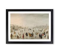 Winter Scene On The Ice Vol.1 by Hendrick Avercamp Framed Print | A2 Black Framed Wall Art | Ready to Hang | Modern Landscape Picture | Living Room Bedroom Lounge Office