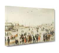 Winter Scene On The Ice Vol.4 By Hendrick Avercamp Canvas Print | Gallery Wrapped 30mm Frame Wall Art | 20x14 inches | Ready to Hang | Classic Landscape Picture | Living Room Bedroom Lounge Office
