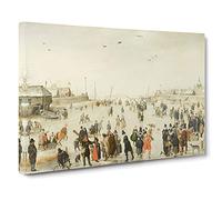 Winter Scene On The Ice Vol.4 By Hendrick Avercamp Canvas Print | Gallery Wrapped 30mm Frame Wall Art | 30x20 inches | Ready to Hang | Classic Landscape Picture | Living Room Bedroom Lounge Office