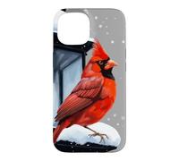 Winter Scene With Cardinal Bird Holiday Christmas Case for iPhone 15