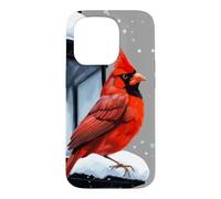 Winter Scene With Cardinal Bird Holiday Christmas Case for iPhone 15 Pro