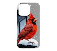Winter Scene With Cardinal Bird Holiday Christmas Case for iPhone 15 Pro Max