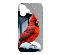Winter Scene With Cardinal Bird Holiday Christmas Case for iPhone 16