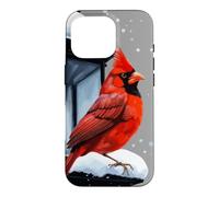 Winter Scene With Cardinal Bird Holiday Christmas Case for iPhone 16 Pro