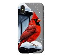 Winter Scene With Cardinal Bird Holiday Christmas Case for iPhone X/XS