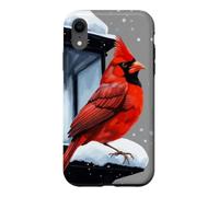 Winter Scene With Cardinal Bird Holiday Christmas Case for iPhone XR