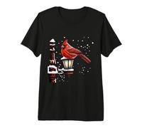 Winter Scene with Cardinal Bird Holiday Christmas Premium T-Shirt