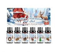 Winter Scented Oils Set - 6x10ml Premium Fragrance Oils for Diffuser, Candle & Soap Making, Christmas Aromatherapy Gift in Elegant Keepsake Box for Home, Holidays, Friends & Family