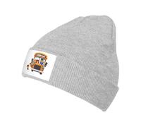 Winter School Bus Print Warm Knit Beanie Hat Soft Cozy Stylish for Men Women, grey, One Size