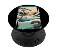 Winter Serenity Japanese Ukiyo-e Pine Pavilion Kimono Art PopSockets Adhesive PopGrip