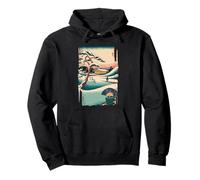 Winter Serenity Japanese Ukiyo-e Pine Pavilion Kimono Art Pullover Hoodie
