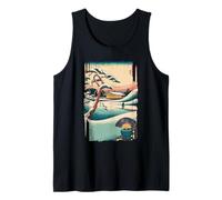 Winter Serenity Japanese Ukiyo-e Pine Pavilion Kimono Art Tank Top