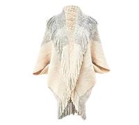 Winter Shawl Wraps Poncho Cape for Women New Gradient Imitation Coat With Woolen Edge Women's Scarf Multi Purpose Pashmina Shawl for Spring Autumn & Winter (Beige, A)