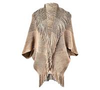Winter Shawl Wraps Poncho Cape for Women New Gradient Imitation Coat With Woolen Edge Women's Scarf Multi Purpose Pashmina Shawl for Spring Autumn & Winter (Khaki, A)